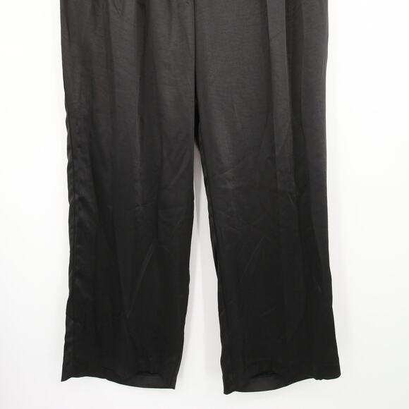 Vince Camuto Dress Pants Black Wide Leg Front Pleat Satin Trouser Pant Size 14W - Picture 4 of 16